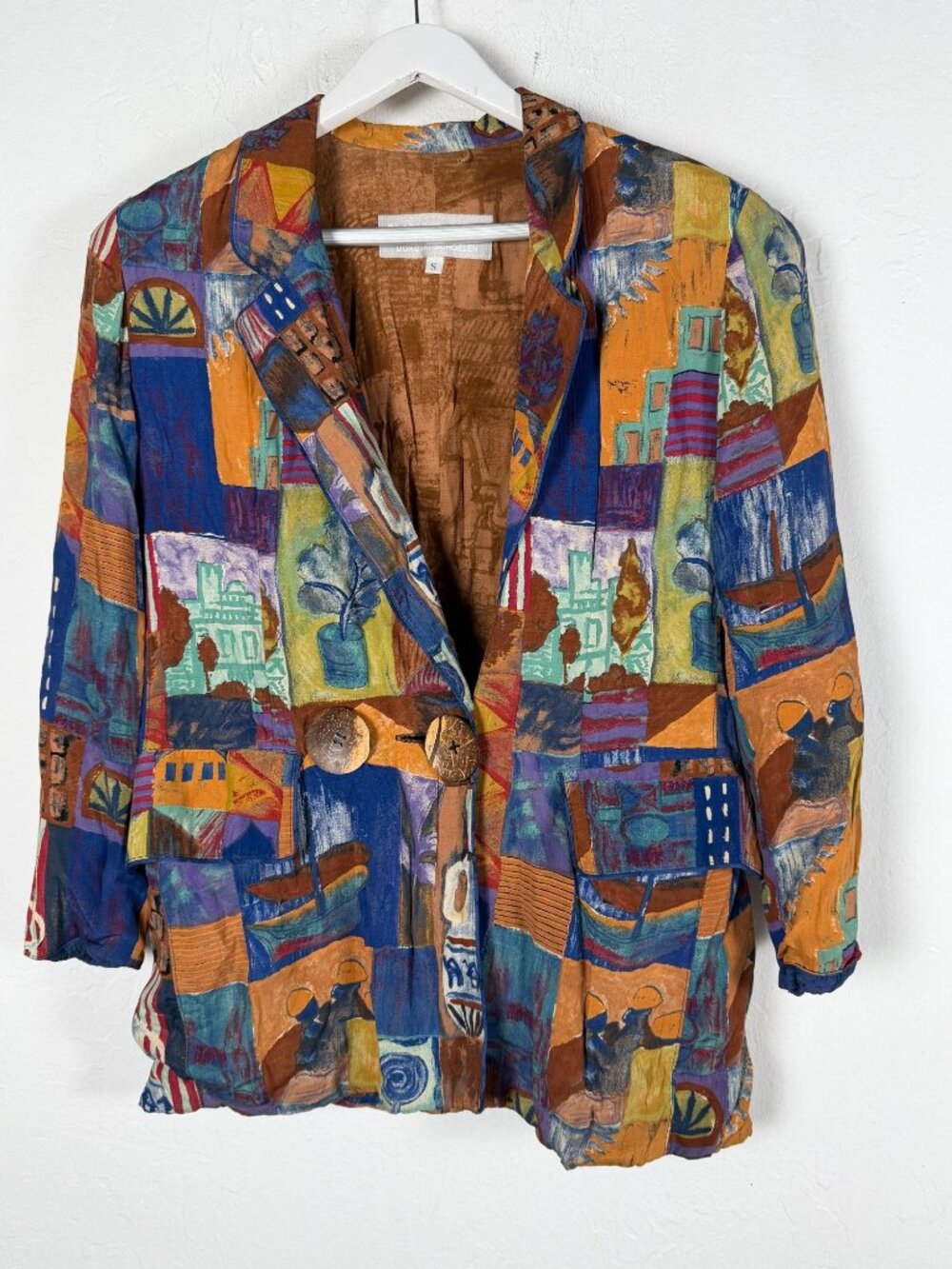 VTG Platinum Petites by Dorothy Schoelen Women's Abstract Art Print Jacket Small